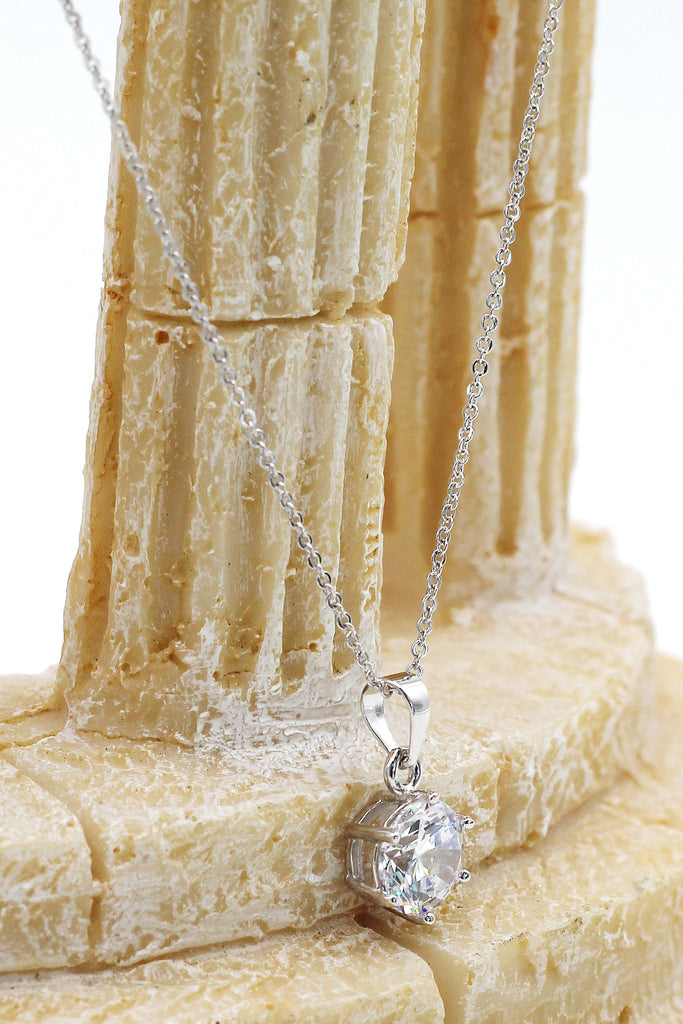 shiny six prong crystal ring necklace set