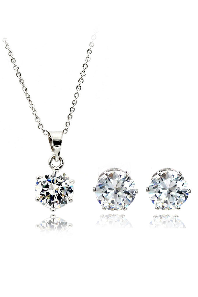simple crystal earring necklace set