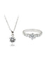 shiny six prong crystal ring necklace set