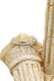 single row inlaid small crystal silver ring