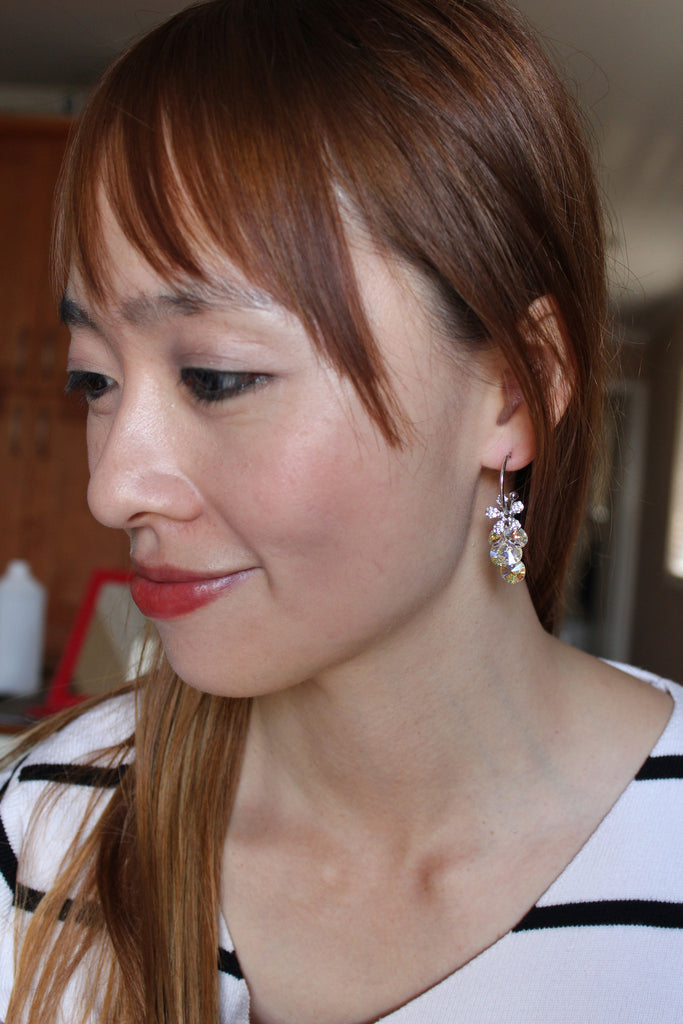 sweety swarovski crystal silver flower earrings