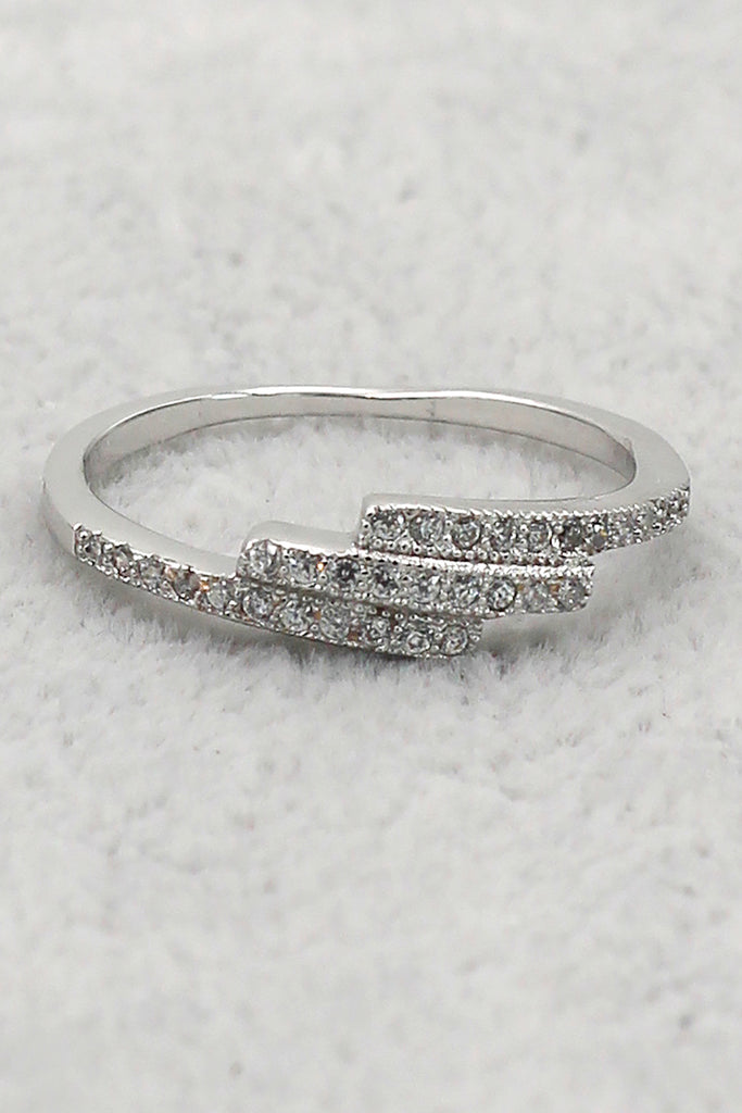 fashion inlay small crystal overlapping ring