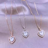 lovely peach heart crystal necklace
