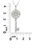 fashion flower crystal silver key necklace