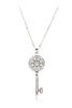 fashion flower crystal silver key necklace