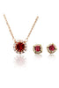 simple red crystal necklace earrings set