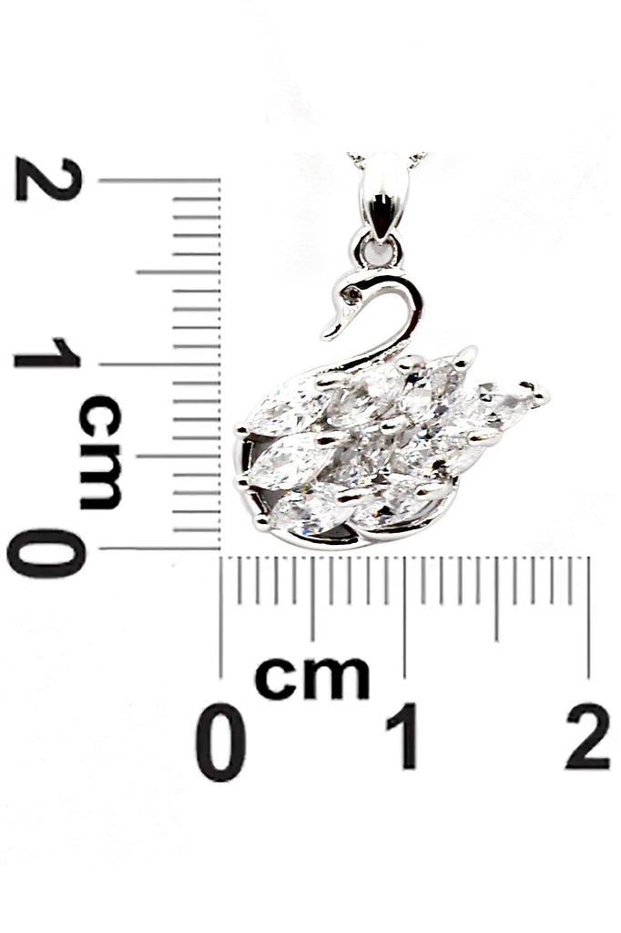 silver swan crystal pendant necklace