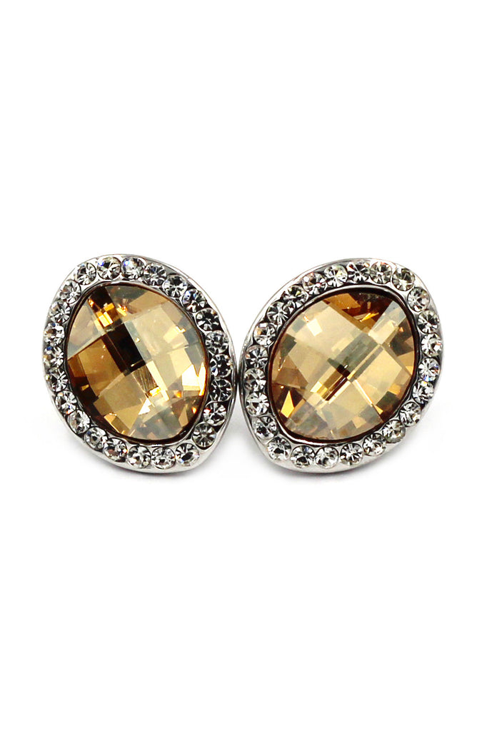 noble yellow crystals oval earrings