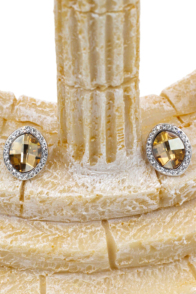 noble yellow crystals oval earrings