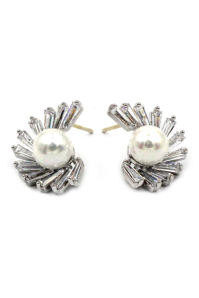 elegant bundle pearl crystal silver earrings