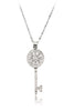 fashion flower crystal silver key necklace