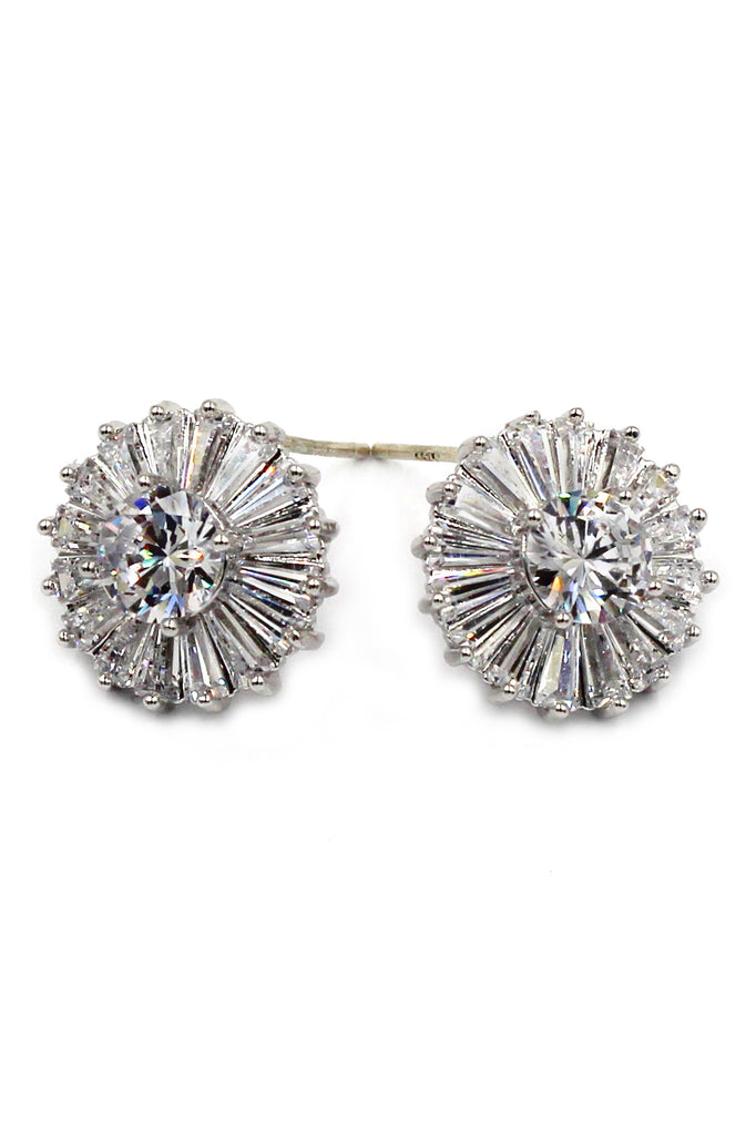 sunflowers diamond silver earrings