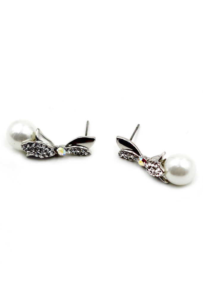 elegant crystal pearl earrings necklace set