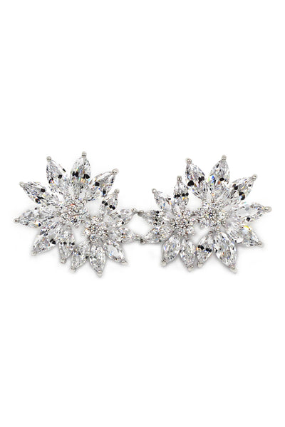pretty flower fairy crystal silver earrings