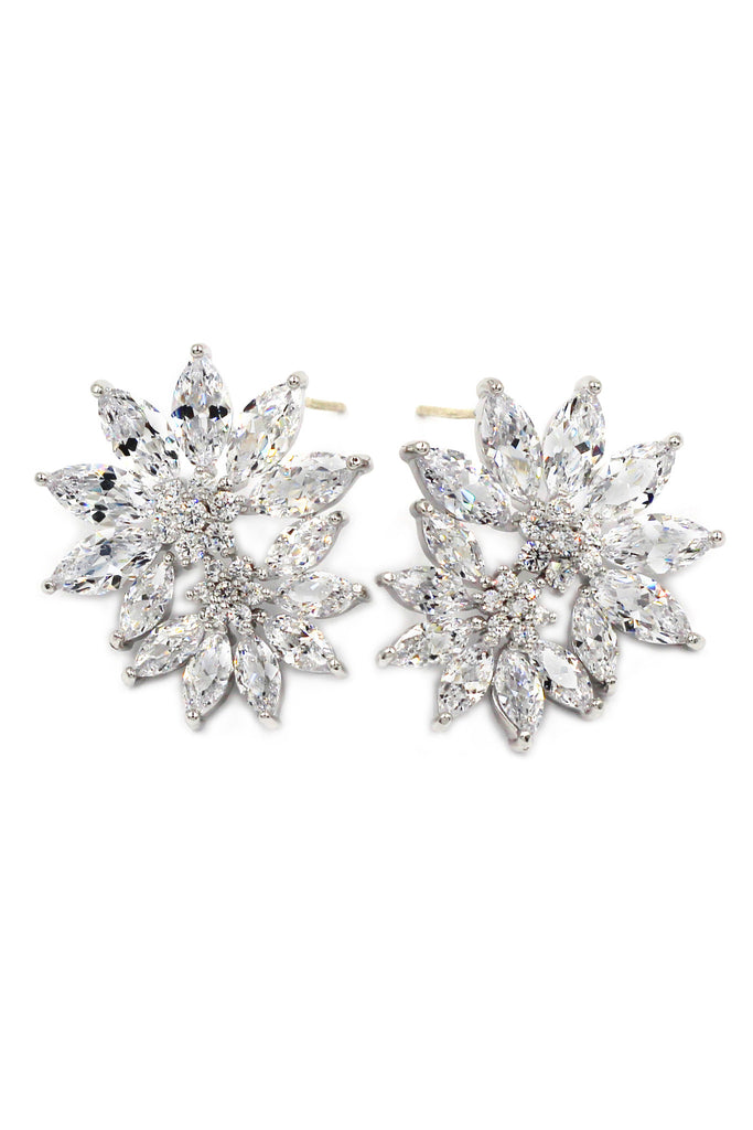 pretty flower fairy crystal silver earrings