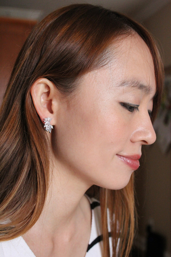 fashion crystal groats silver earrings