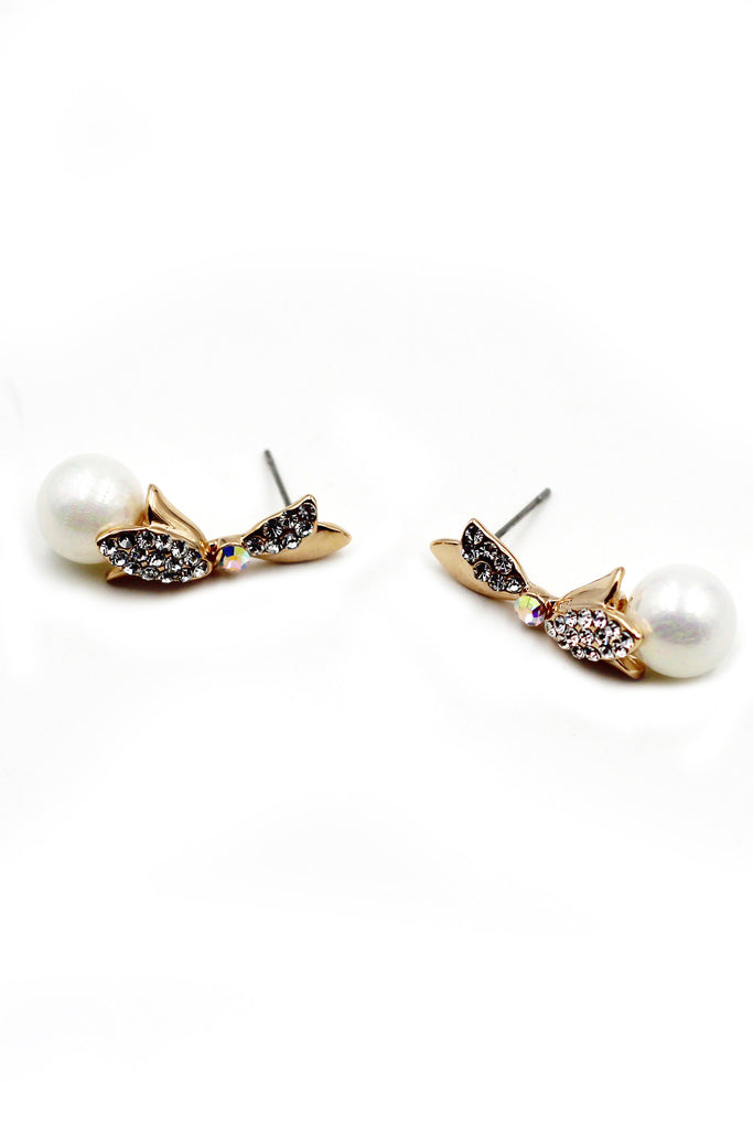 Fashion pearls leaf crystal earrings