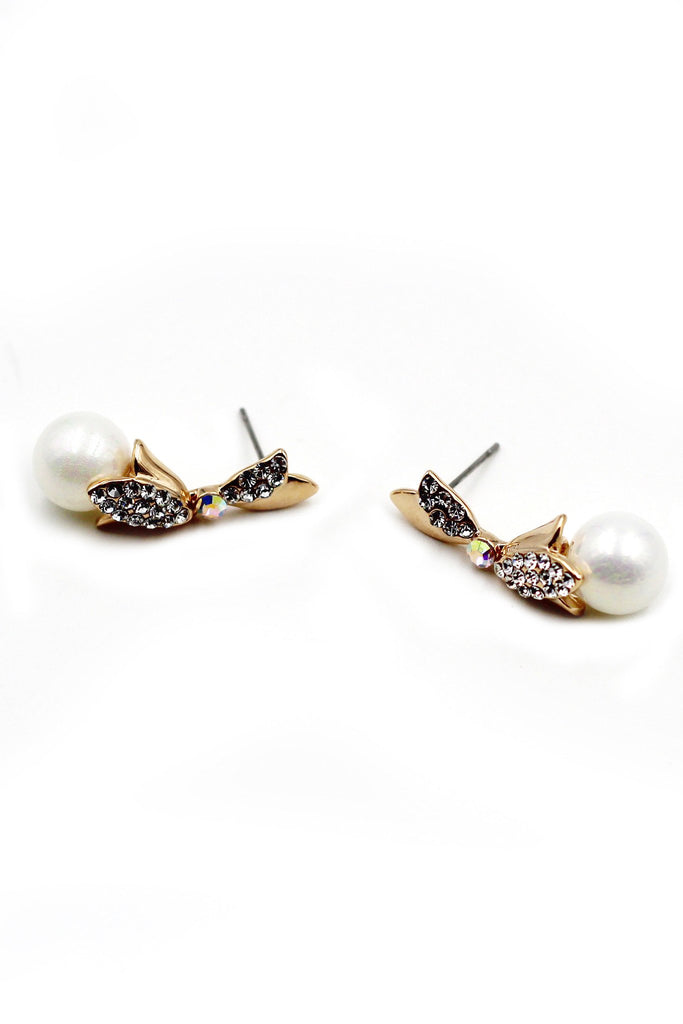 mini crystal cross pendant pearl earring set