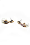 Fashion pearls leaf crystal earrings