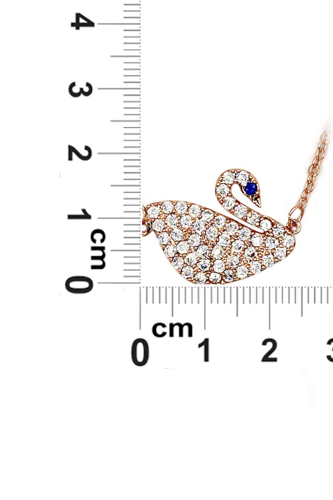 delicate blue eyes crystal swan necklace