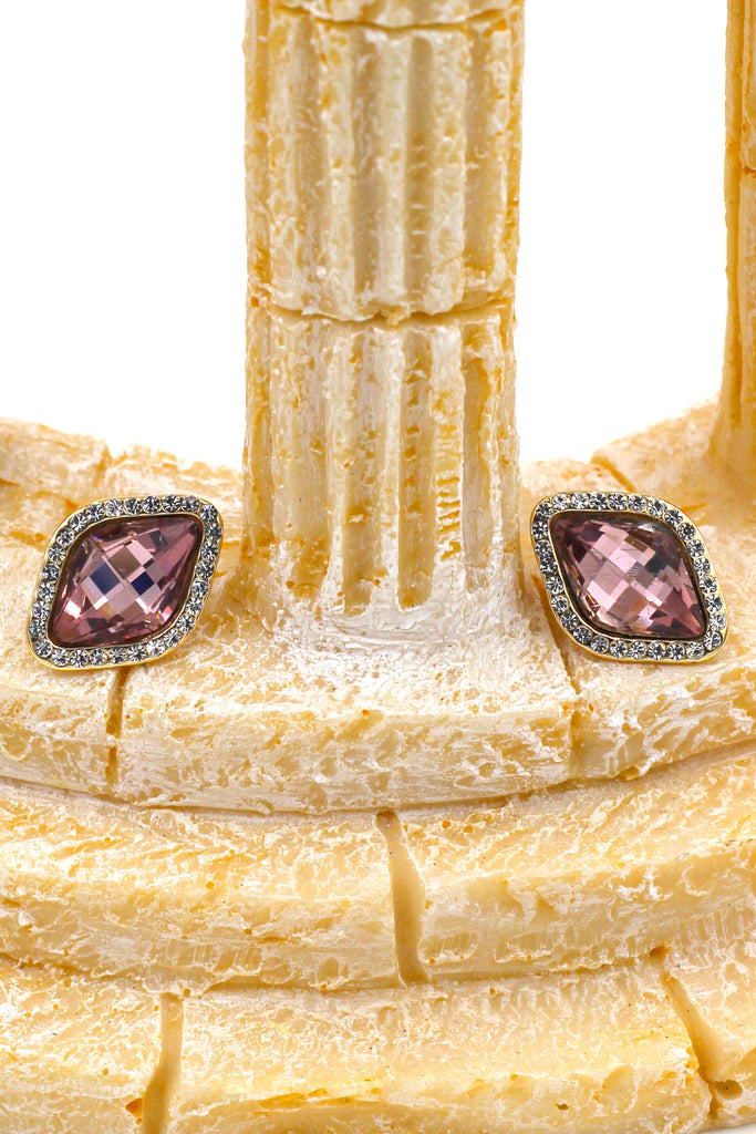 noble maroon crystal rhombic earrings