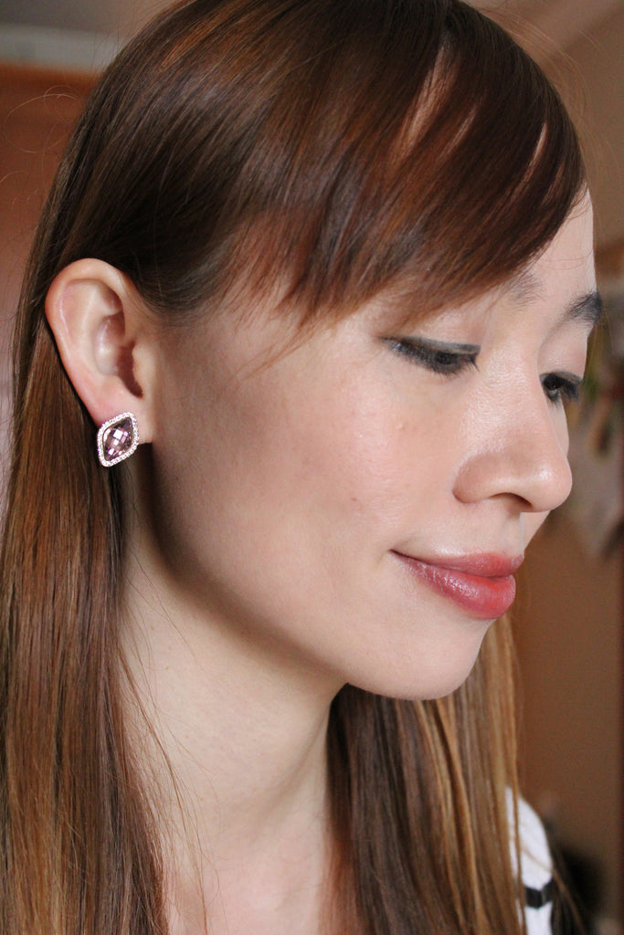 noble maroon crystal rhombic earrings