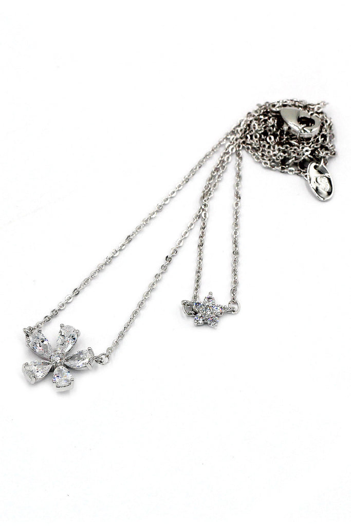 duplexes mini flowers crystal necklace