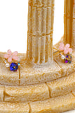 lovely flower and cubic gold rim earrings