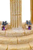 lovely flower and cubic gold rim earrings