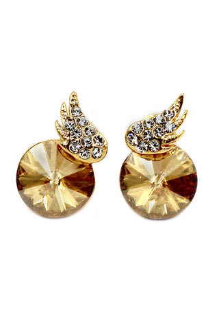 noble golden ring small crystal earrings
