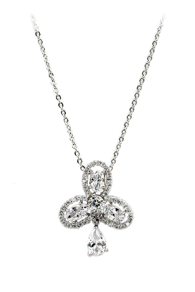 sparkling clover pendant crystal necklace