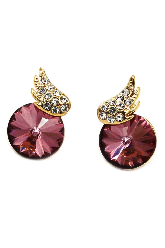 elegant colorful crystal necklace wings earrings set