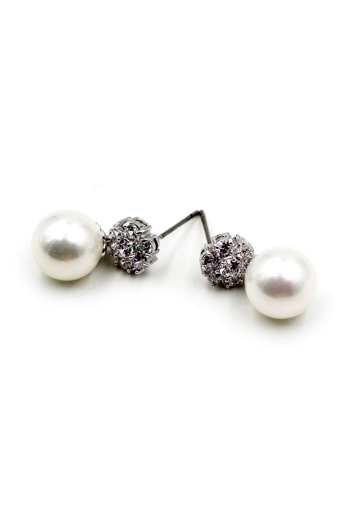 fashion pearls crystal silver earrings