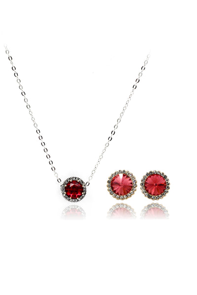 red crystal earrings necklace set
