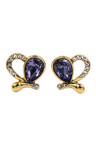 noble oval crystal silver earrings