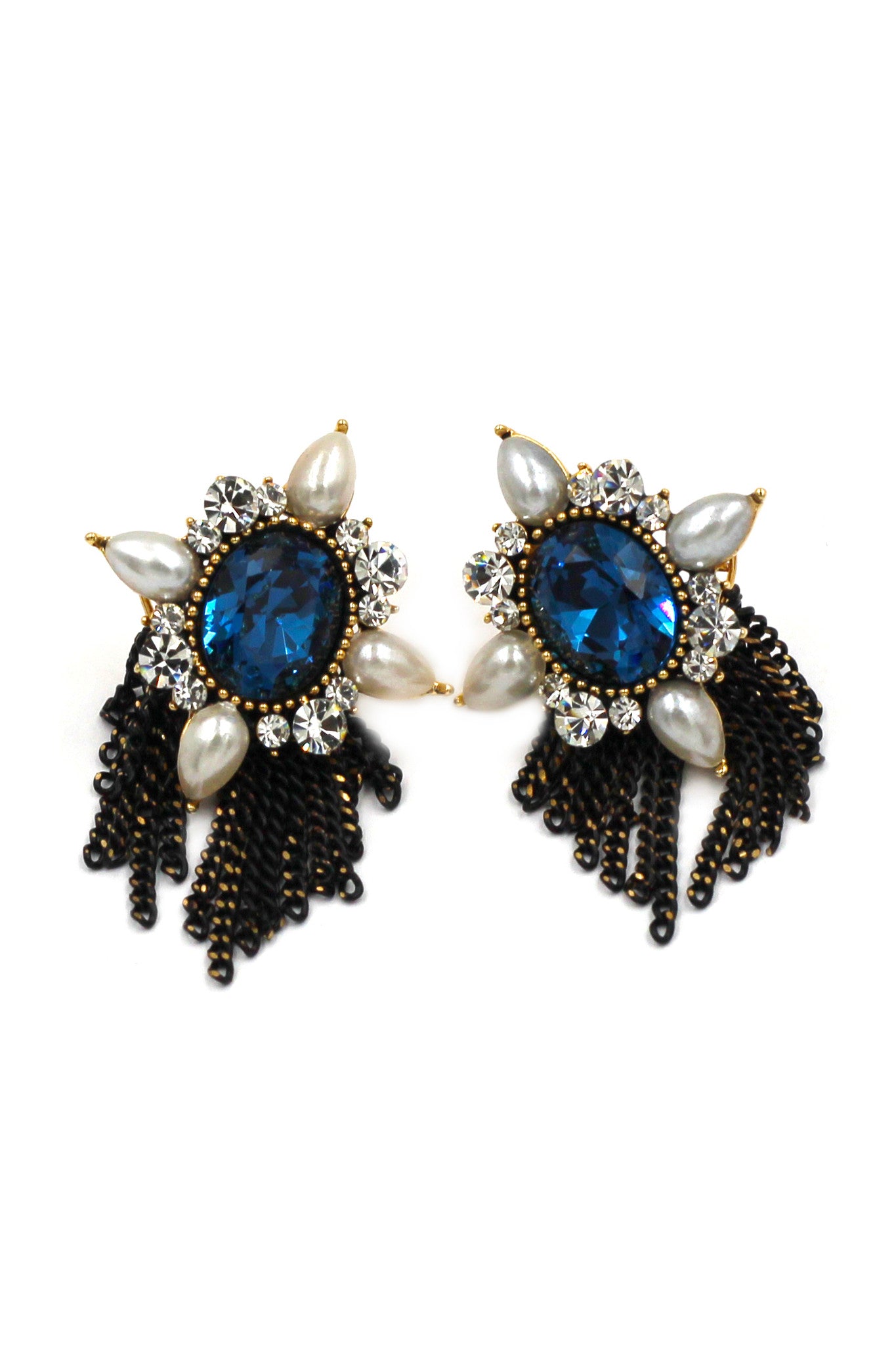 classical blue crystal pearl earrings – Ocean Fashion