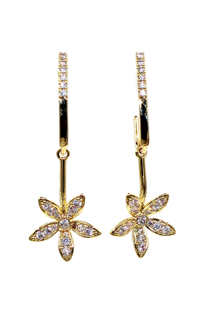 pretty flower pendant crystal earrings