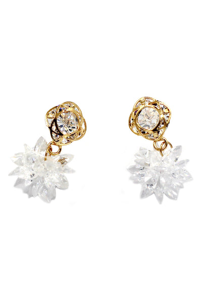 glittering translucent snowflake crystal earrings