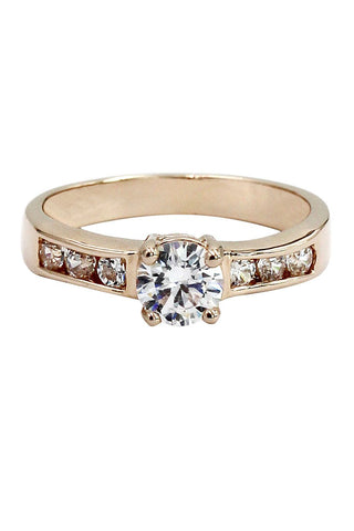 golden three-tiered crystal ring