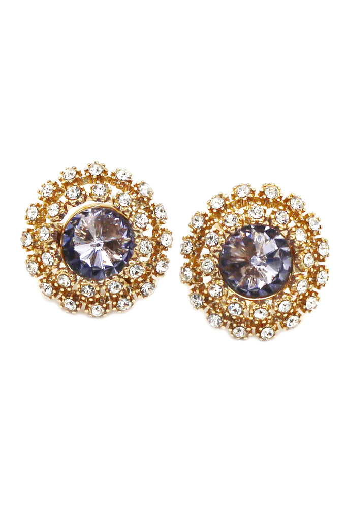 splendid flower crystal earrings