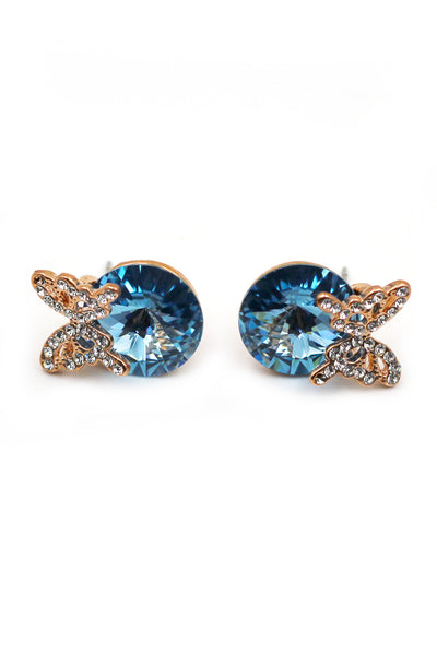 Silver Butterfly Crystal Earrings