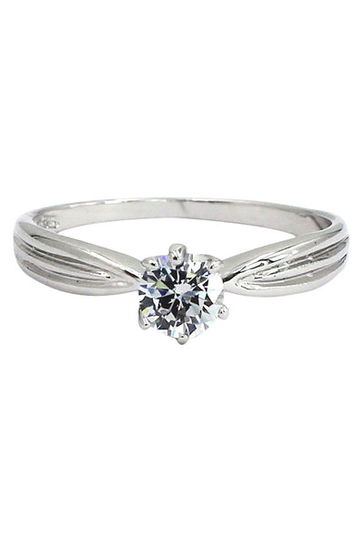 single small crystal silver ring