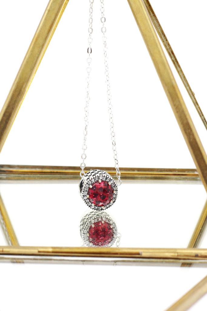 fashion silver red crystal earrings necklace set