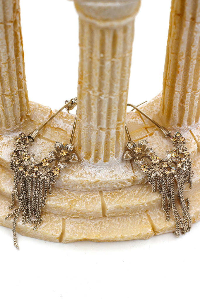 pendant tassel and flower small crystal earrings