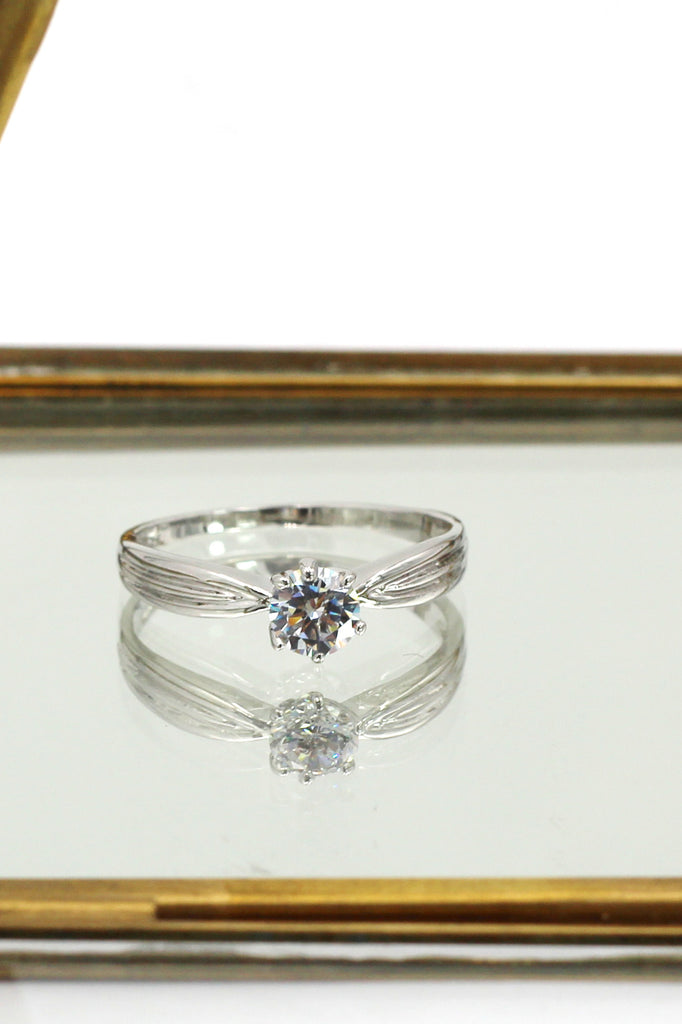 single small crystal silver ring