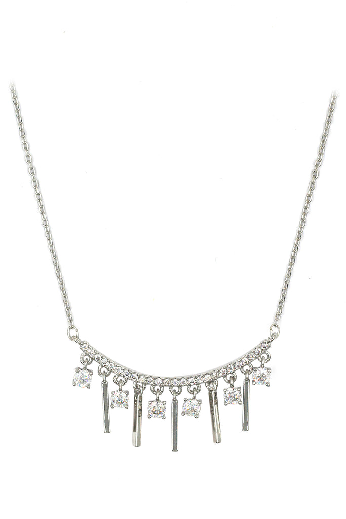 temperamengirl crystal clavicle silver necklace