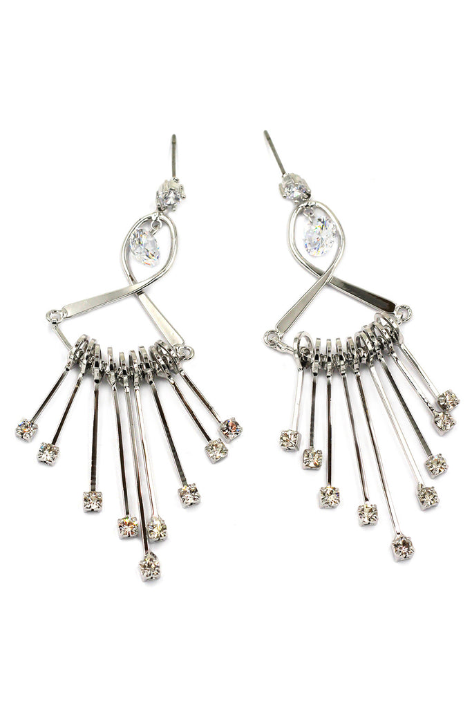 noble pendant fan crystal silver earrings