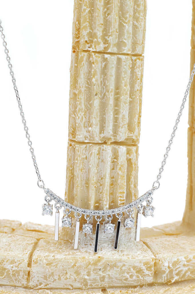 temperamengirl crystal clavicle silver necklace