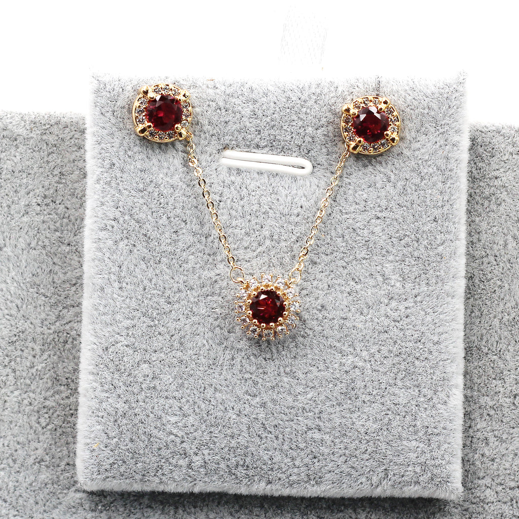 fashion gold red earrings necklace set