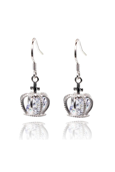 mini crown crystal earrings
